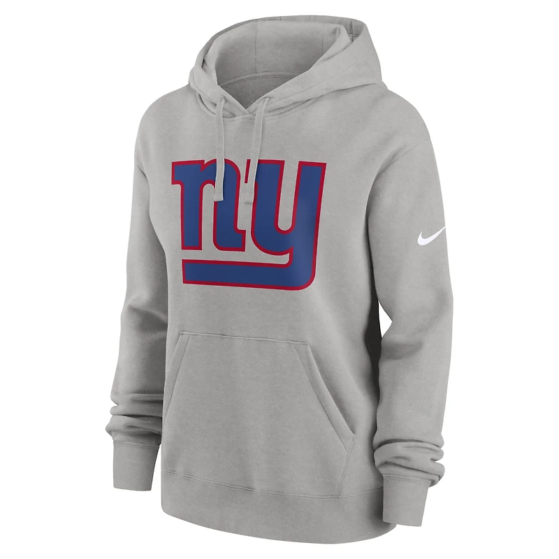 Women's Nike Heather Gray New York Giants Club Fleece Pullover Hoodie