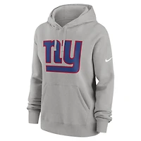 Women's Nike Heather Gray New York Giants Club Fleece Pullover Hoodie