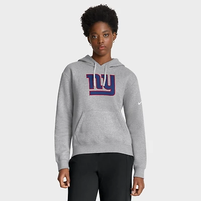 Women's Nike Heather Gray New York Giants Club Fleece Pullover Hoodie