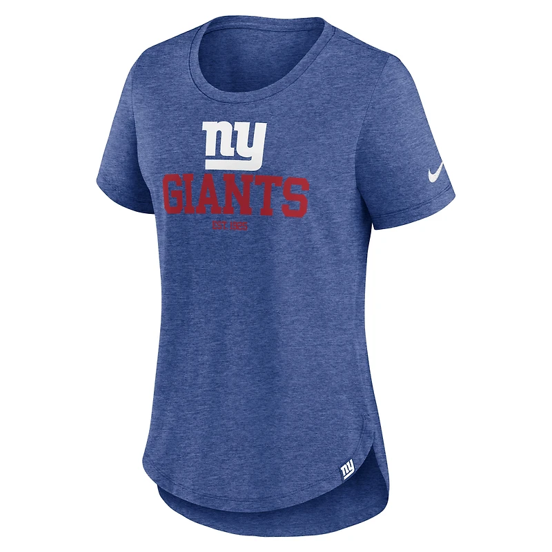 Women's Nike Heather Royal New York Giants Fashion Tri-Blend T-Shirt