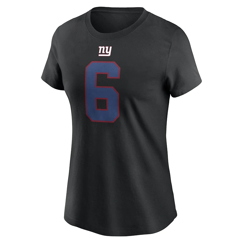 T-shirt Nike Jaxson Dart noir pour femme avec nom et numéro des New York Giants