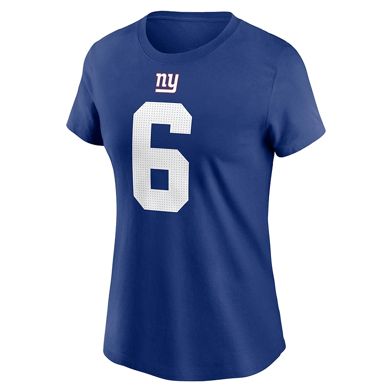 T-shirt Nike Jaxson Dart Royal pour femme avec nom et numéro des New York Giants