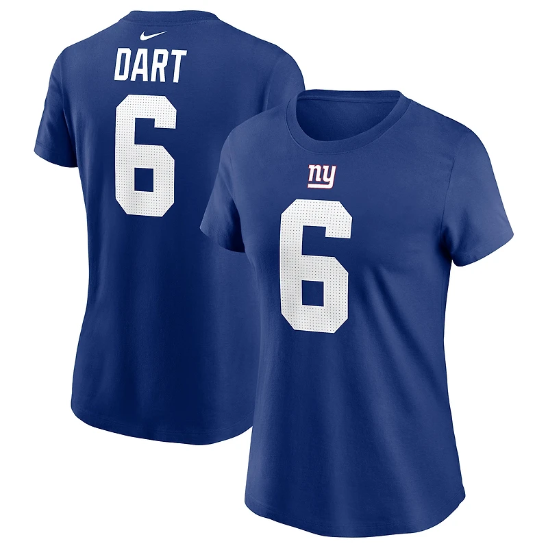 T-shirt Nike Jaxson Dart Royal pour femme avec nom et numéro des New York Giants