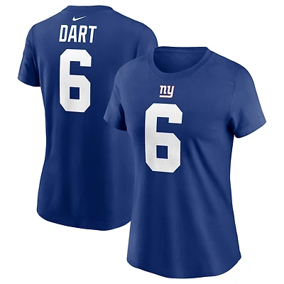 T-shirt Nike Jaxson Dart Royal pour femme avec nom et numéro des New York Giants