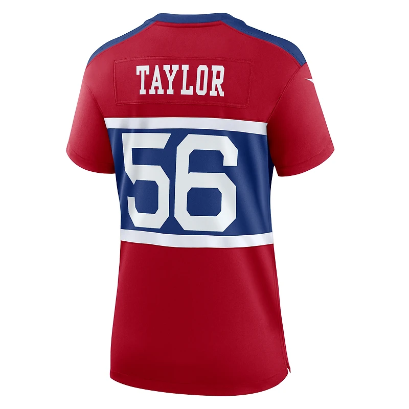 Maillot de match joueur retraité alternatif des New York Giants Nike Lawrence Taylor Century rouge pour femme