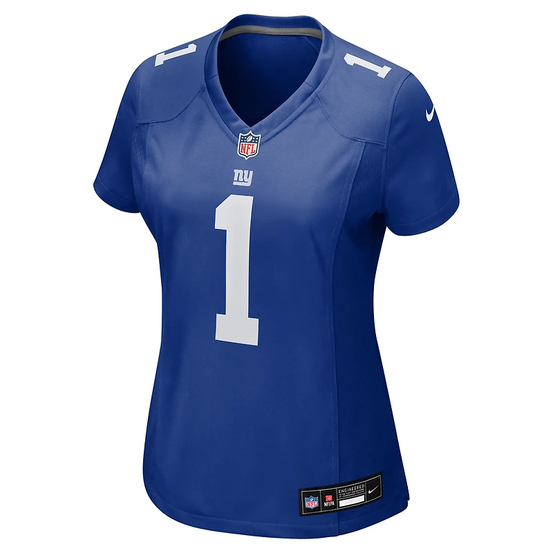 Maillot de match Nike Malik Nabers Royal New York Giants pour femme