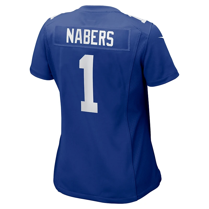 Maillot de match Nike Malik Nabers Royal New York Giants pour femme