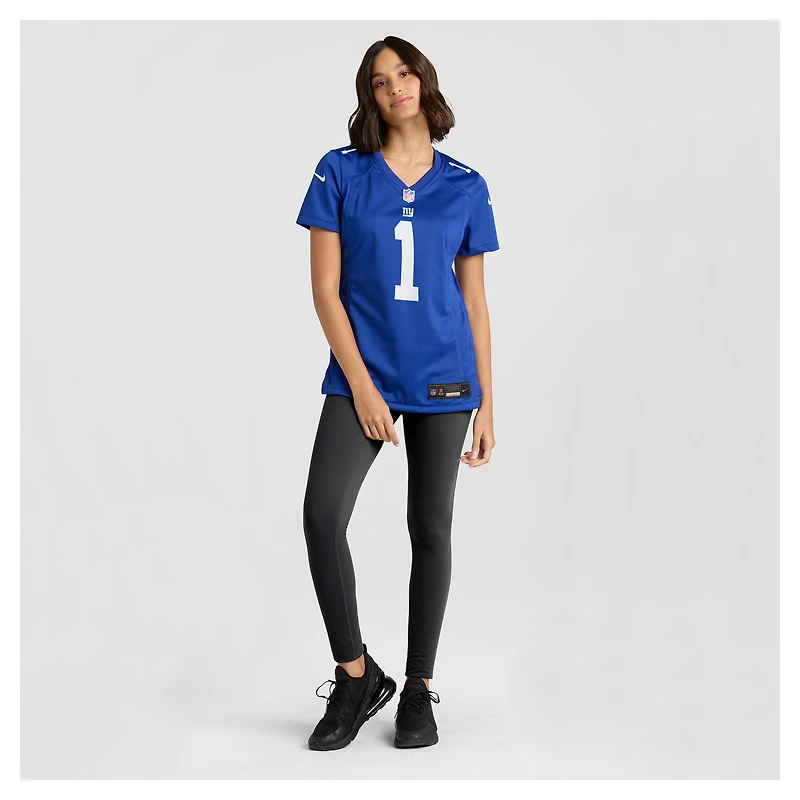 Maillot de match Nike Malik Nabers Royal New York Giants pour femme