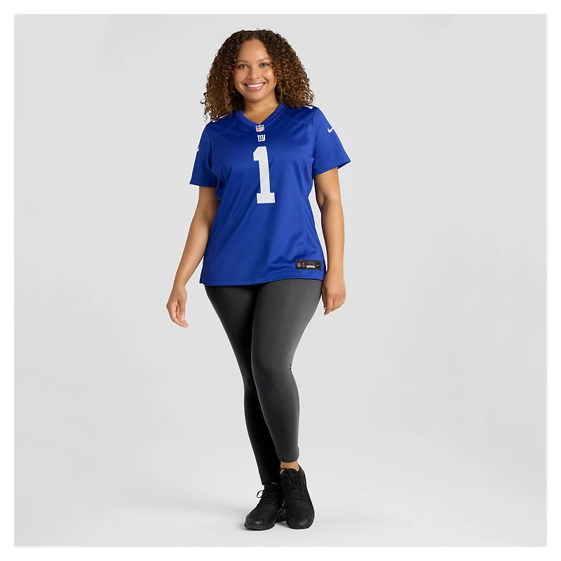 Maillot de match Nike Malik Nabers Royal New York Giants pour femme