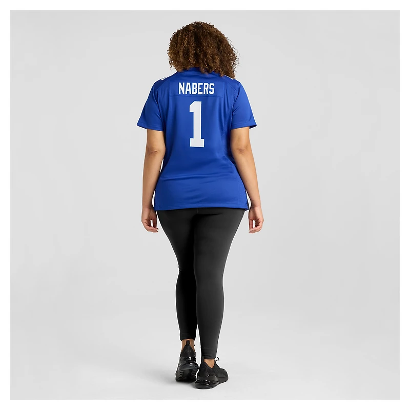 Maillot de match Nike Malik Nabers Royal New York Giants pour femme