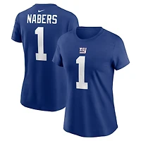 T-shirt Nike Malik Nabers Royal pour femme avec nom et numéro de joueur des New York Giants