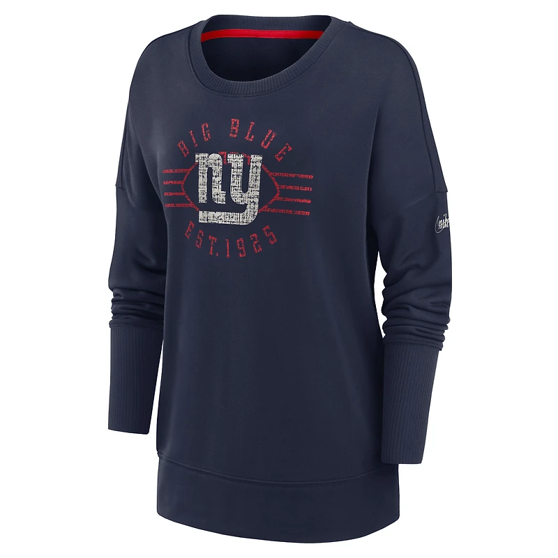 Sweat-shirt à enfiler Nike bleu marine New York Giants Rewind Playback Icon Performance pour femme