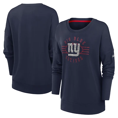 Sweat-shirt à capuche Nike Rewind Playback Icon Performance pour femme, bleu marine, New York Giants