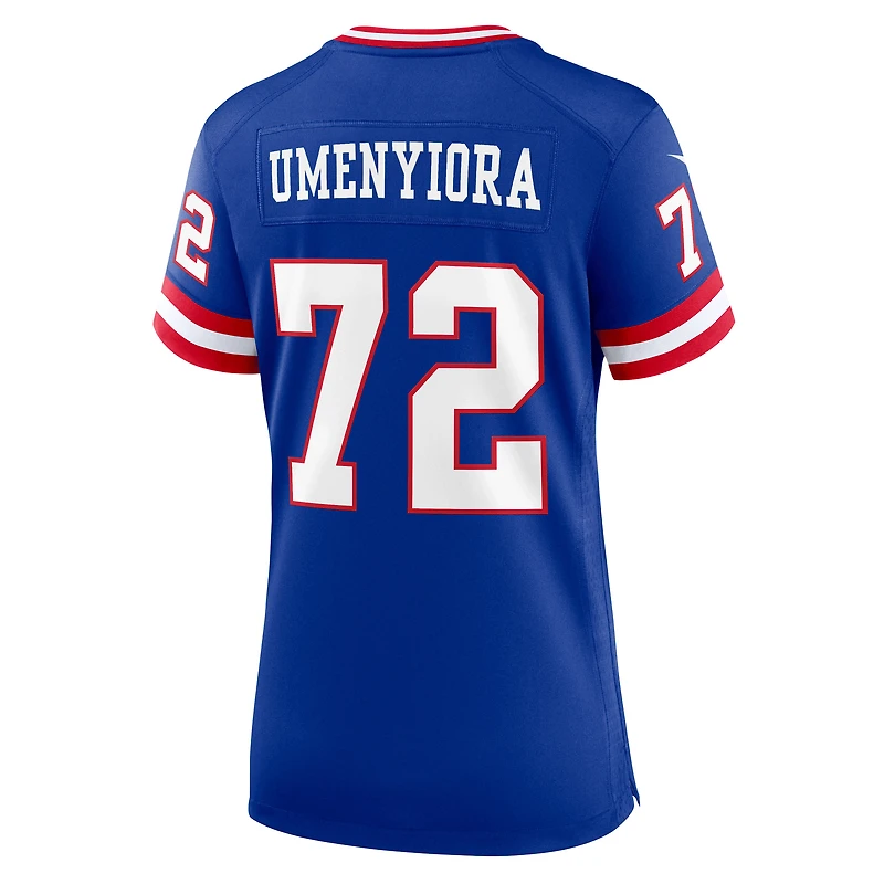 Maillot de match classique joueur retraité Nike Osi Umenyiora Royal New York Giants pour femme