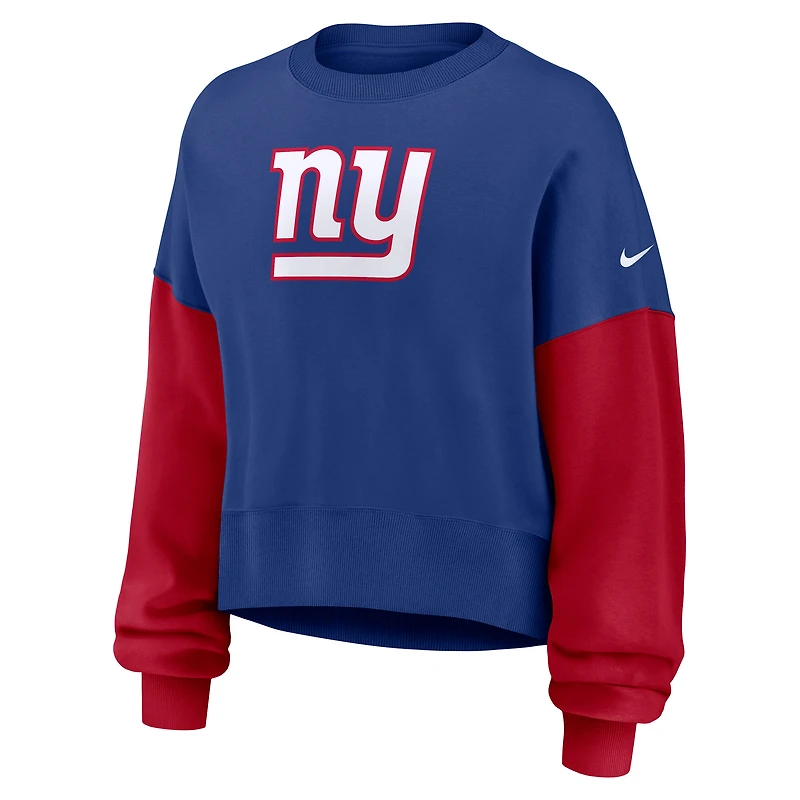 Sweat-shirt oversize à blocs de couleurs Nike Royal New York Giants pour femme