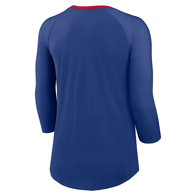 T-shirt à manches 3/4 raglan Nike Royal New York Giants pour femme