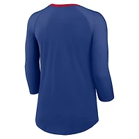 T-shirt à manches 3/4 raglan Nike Royal New York Giants pour femme