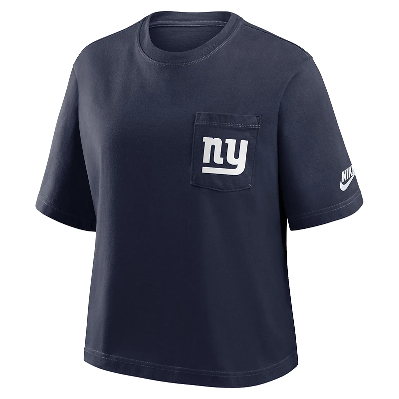 Women's Nike Royal New York Giants Rewind Pocket Boxy T-Shirt