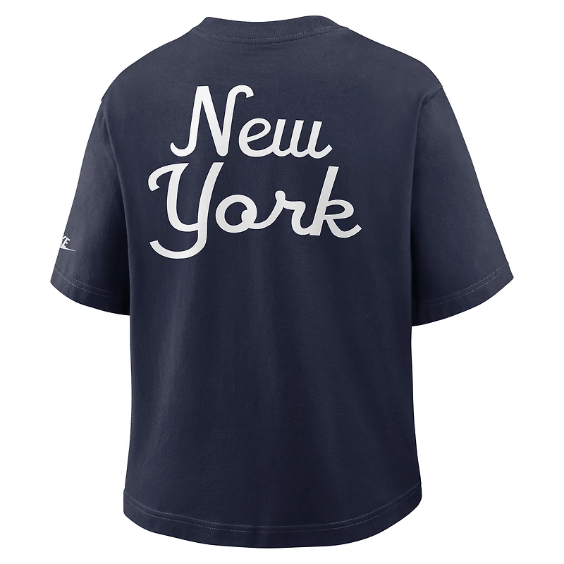 Women's Nike Royal New York Giants Rewind Pocket Boxy T-Shirt
