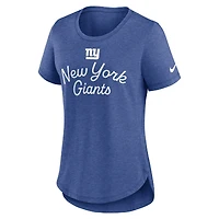 T-shirt Nike Royal New York Giants Tri-Blend pour femme