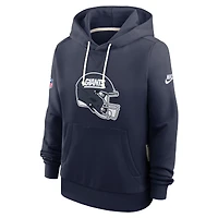 Sweat à capuche Nike Royal New York Giants Throwback Sideline Standard Issue Dri-FIT pour femme