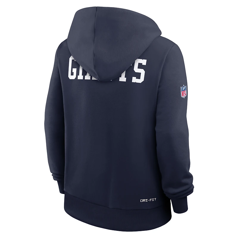 Sweat à capuche Nike Royal New York Giants Throwback Sideline Standard Issue Dri-FIT pour femme