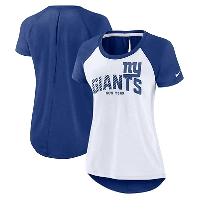 Women's Nike White/Heather Scarlet New York Giants Back Slit Lightweight Fashion T-Shirt