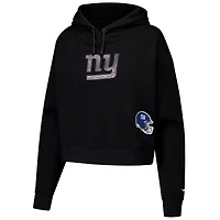 Sweat à capuche court imprimé bijou Pro Standard pour femme, noir, New York Giants