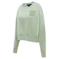 Women's Pro Standard  Light Green New York Giants Oversized Cropped Neutral Pullover Sweatshirt