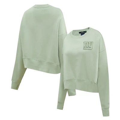 Women's Pro Standard  Light Green New York Giants Oversized Cropped Neutral Pullover Sweatshirt