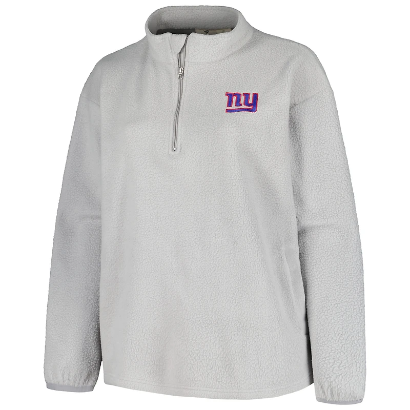 Veste en sherpa à quart de zip taille plus grise des Giants New York pour femme