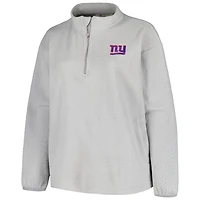 Veste en sherpa à quart de zip taille plus grise des Giants New York pour femme