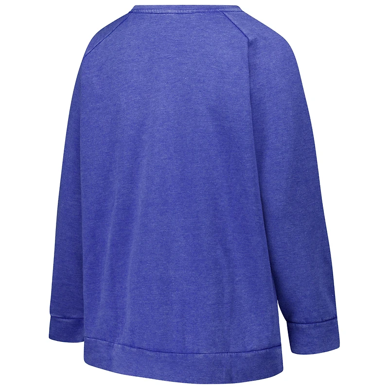 Sweat-shirt raglan délavé à l'acide pour femme Profile Royal New York Giants, grande taille