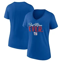 Women's  Royal New York Giants Best Mom Ever V-Neck T-Shirt