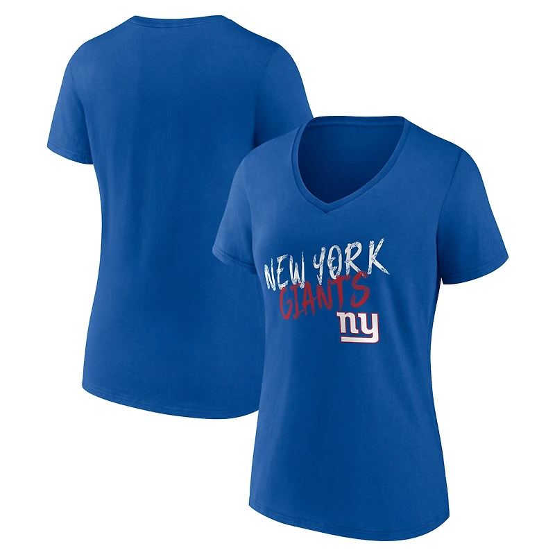 T-shirt à col en V Royal New York Giants Hustle pour femmes
