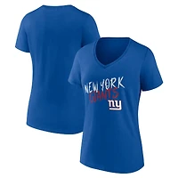 T-shirt à col en V Royal New York Giants Hustle pour femmes