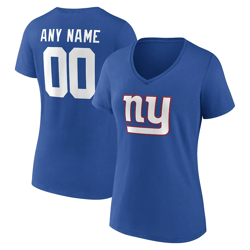 Women's Royal New York Giants Team Authentic Personalized Name & Number V-Neck T-Shirt