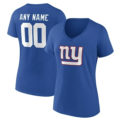 Women's Royal New York Giants Team Authentic Personalized Name & Number V-Neck T-Shirt