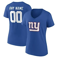 Women's Royal New York Giants Team Authentic Personalized Name & Number V-Neck T-Shirt