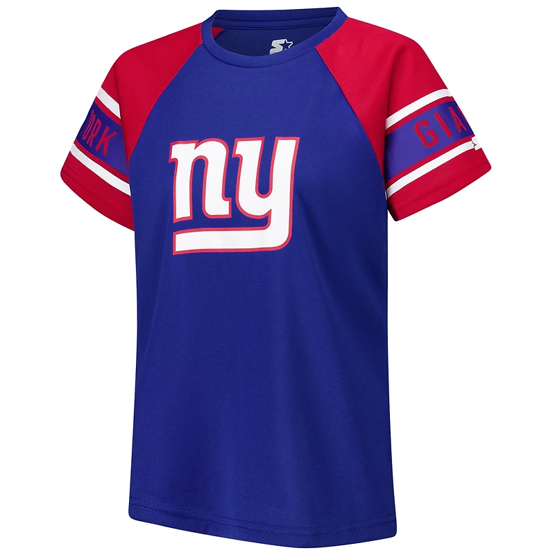 Haut raglan à blocs de couleurs Starter Royal New York Giants 1st Rounder pour femmes