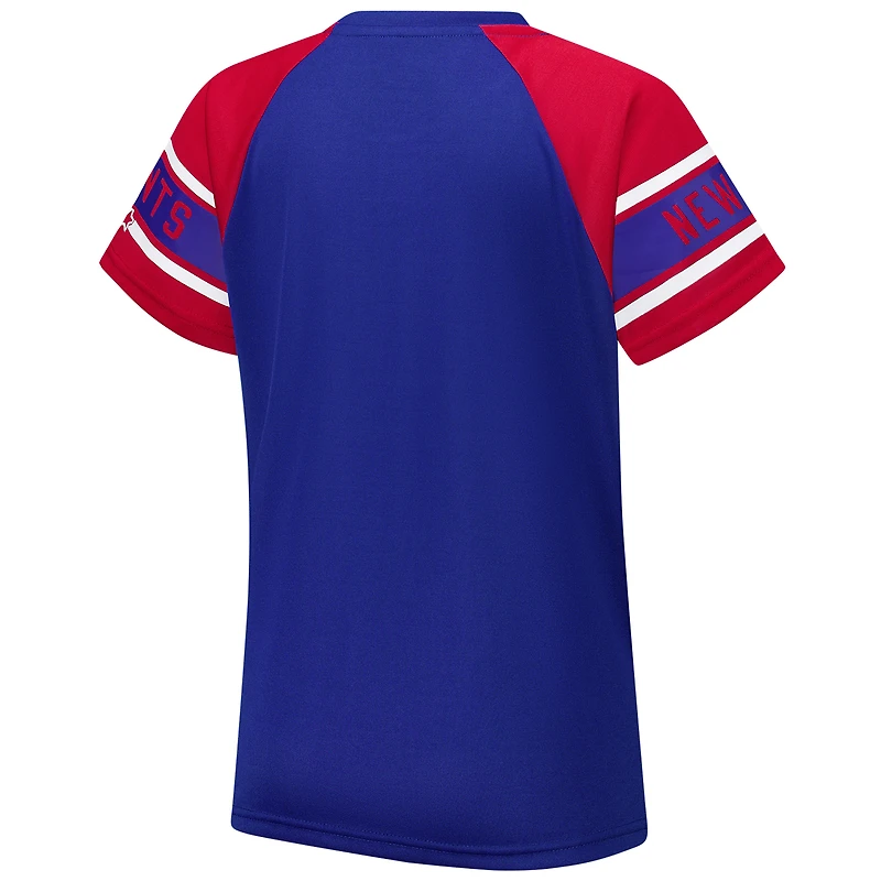 Haut raglan à blocs de couleurs Starter Royal New York Giants 1st Rounder pour femmes