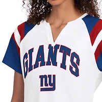 T-shirt Starter blanc pour femme, New York Giants Game On, col cranté