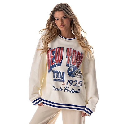 Sweat-shirt oversize vintage en molleton français crème The Wild Collective pour femme, motif New York Giants