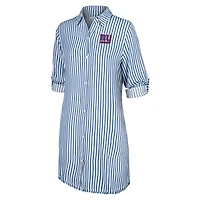 Women's Tommy Bahama Blue/White New York Giants Chambray Stripe Cover-Up Shirt Dress