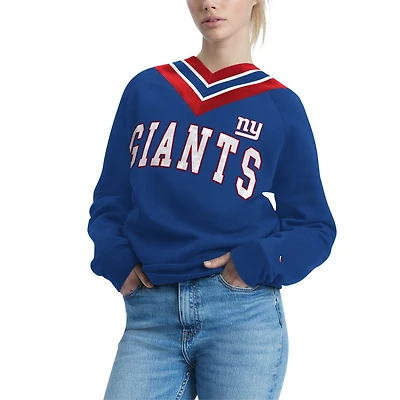 Pull à col en V Tommy Hilfiger Royal New York Giants Heidi Raglan pour femme