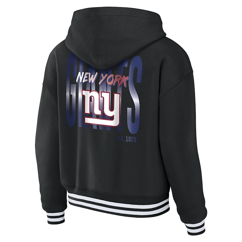 Women's WEAR by Erin Andrews  Black New York Giants Lace-Up Fleece Hoodie