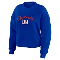 Women's WEAR by Erin Andrews  Cream New York Giants Plus Knitted Tri-Blend Long Sleeve T-Shirt & Pants Lounge Set