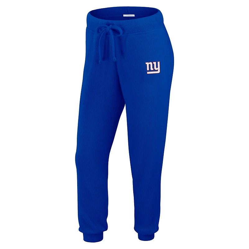 Women's WEAR by Erin Andrews  Cream New York Giants Plus Knitted Tri-Blend Long Sleeve T-Shirt & Pants Lounge Set