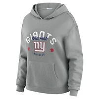 Women's WEAR by Erin Andrews Gray New York Giants Waffle-Knit Long Sleeve Hooded Shirt & Pants Lounge Set