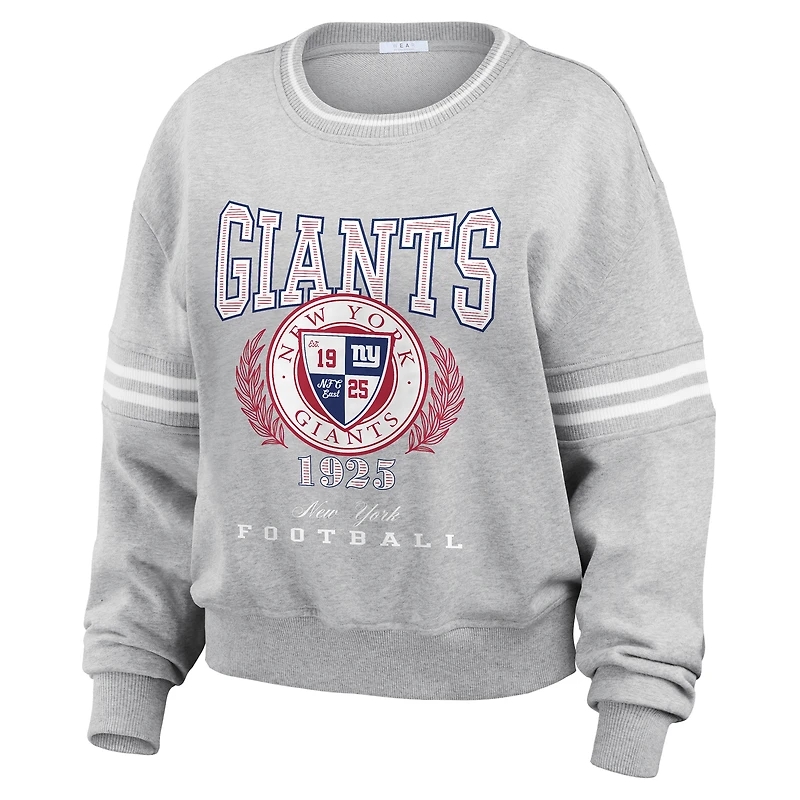 Sweat-shirt court gris chiné New York Giants pour femme WEAR by Erin Andrews